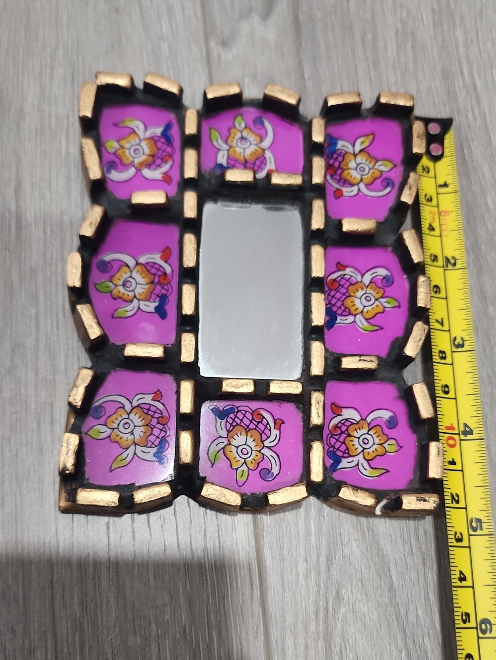 Hand-Painted Pink Decorative Small Mirror